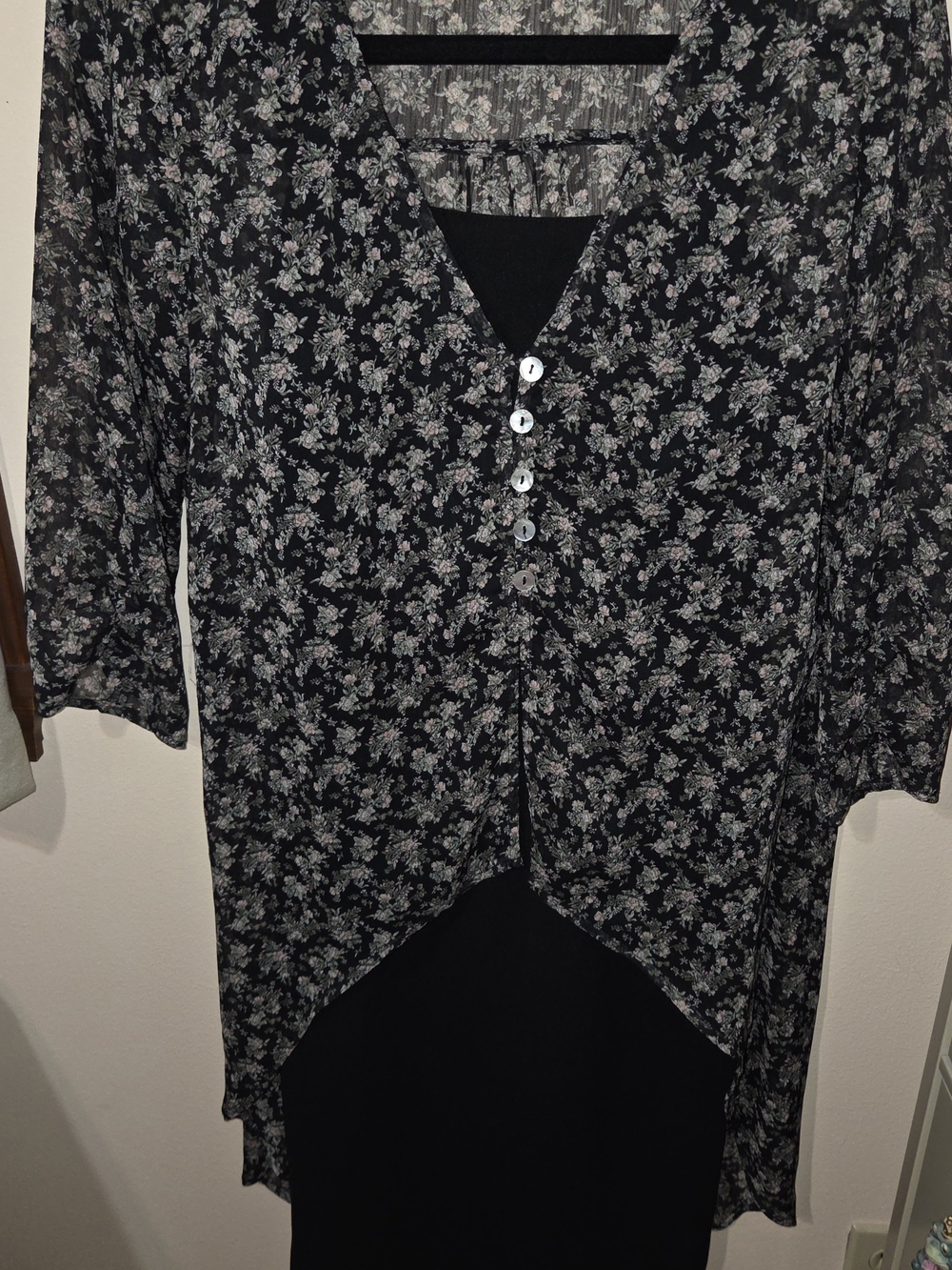 Maurice's Black Floral Button-Front Jacket/CoverUp